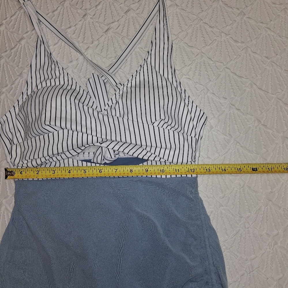 B2 PRITY New Striped Halter Swimsuit with Blue Skirt size M - Picture 13 of 16